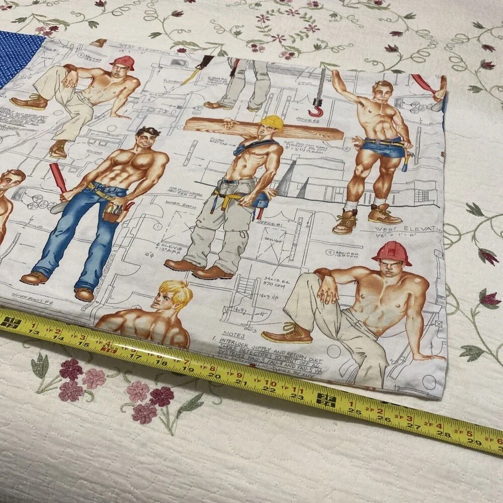 The Construction Worker fabric pillow case Pin up Alexander Henry standard